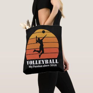 Bolso De Tela Hobby de Voleibol Atardecer Retro Personalizado