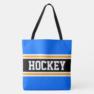 Bolso De Tela HOCKEY Atlético Negro Naranja Rayas Azul Brillante