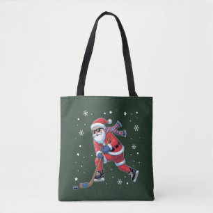 Bolso De Tela Hockey sobre hielo Navidad Santa jugando equipo de