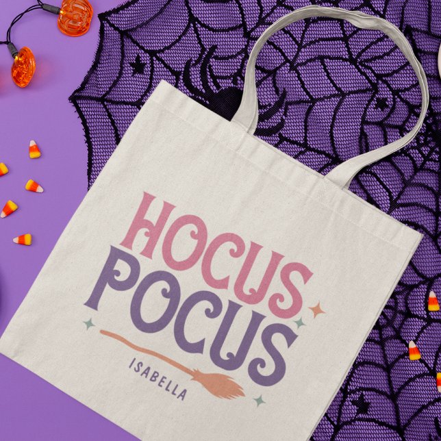 Bolso De Tela Hocus Pocus Halloween rosa morado personalizado (Subido por el creador)