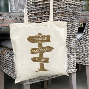 Bolso De Tela Hogar de Vacaciones de Señales Rusas de Madera