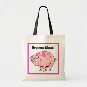 Bolso De Tela Hogares y besos Personalizado de cerdo aburrido