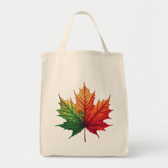 Bolso De Tela Hoja de arce tricolor (Frente)