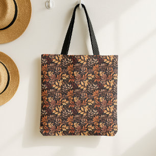 Bolso De Tela Hoja de Otoño Marrón Dorado Anaranjado Quemado Rús