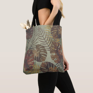Bolso De Tela Hoja de palma retro tropical monstera de los años