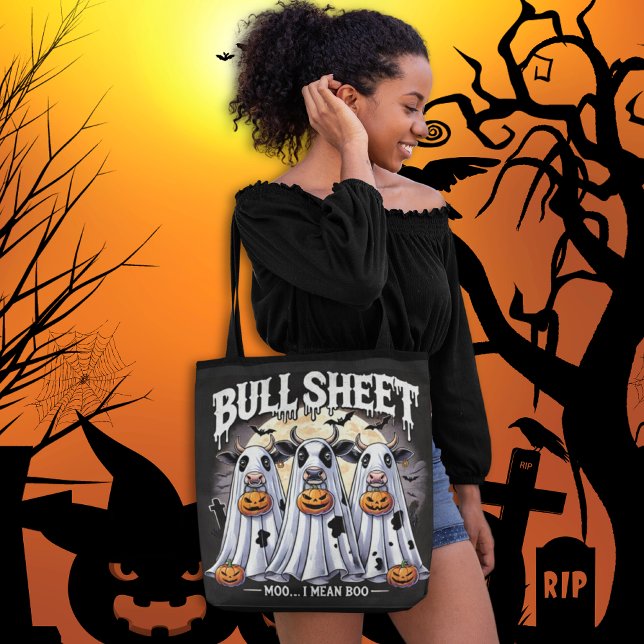 Bolso De Tela Hoja de toros / Bulls Funny Halloween (Bull Sheet / Cow Funny Halloween Tote Bag)