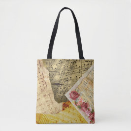 Bolso De Tela Hoja de Vintage Música Notas musicales Tote Bag