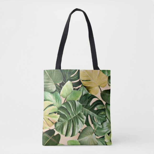 Bolso De Tela Hoja floral/hawaiana/tropical (Anverso)