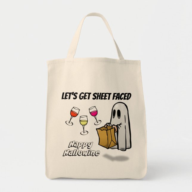 Bolso De Tela Hoja frente a Fantasma Feliz Hallowine (Frente)