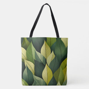 Bolso De Tela Hoja verde geométrica de impresión completa