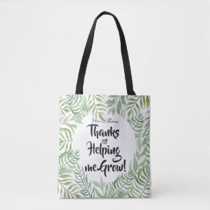 Bolso De Tela Hoja verde Gracias por ayudar a que yo haga un reg