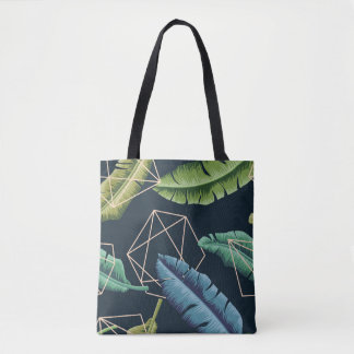 Bolso De Tela Hojas Abstractas: Línea Polígona Sin Margen.