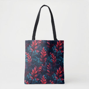 Bolso De Tela Hojas azules y rojas