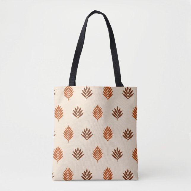 Bolso De Tela Hojas Beige y Marrones (Anverso)
