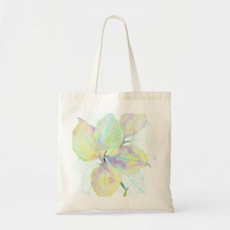 Bolso De Tela Hojas Botánicas Acuarela Amarillo Verde Pastel