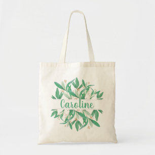 Bolso De Tela Hojas Botánicas Verdes Elegante Boda Tote Bag