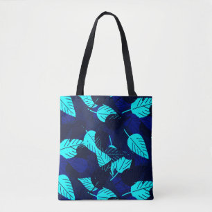 Bolso De Tela Hojas con capas azules de medianoche
