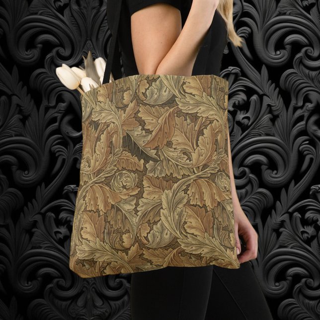 Bolso De Tela Hojas de Acanthus por William Morris, textil antig (Acanthus Leaves by William Morris, Antique Victorian Textile  Art All-Over-Print Tote Bag)