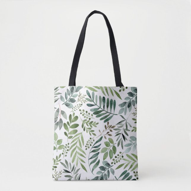 Bolso De Tela Hojas de acuarela botánica  (Anverso)