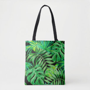 Bolso De Tela Hojas de acuarela tropical: Elegancia sin costura.