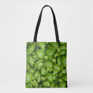 Bolso De Tela Hojas de albahaca verde