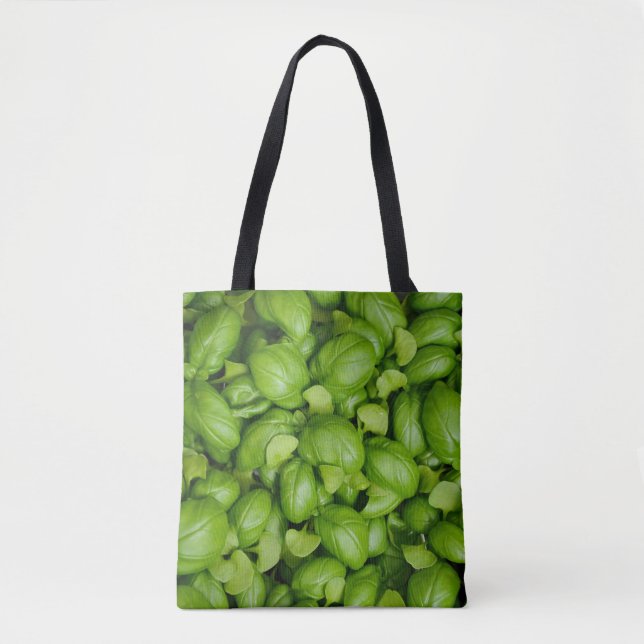 Bolso De Tela Hojas de albahaca verde (Anverso)