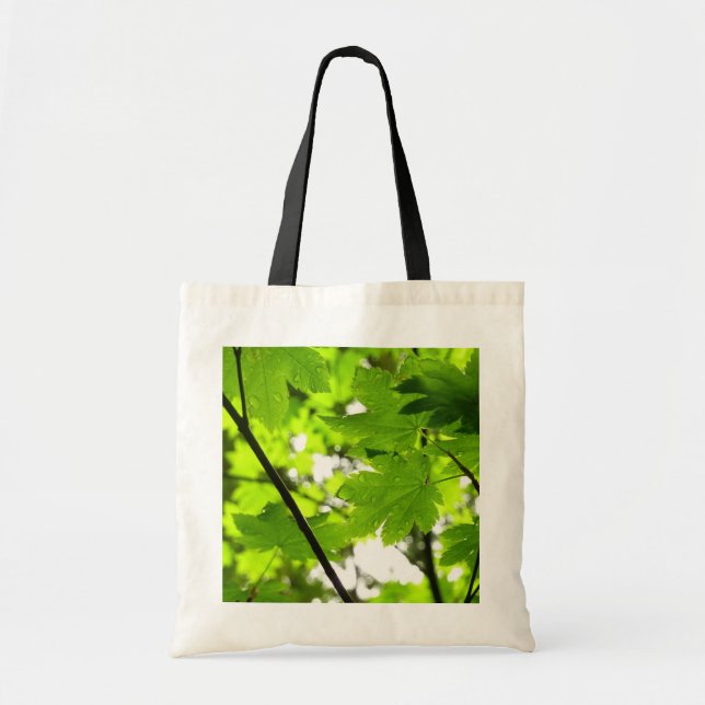 Bolso De Tela Hojas de arce con gotas de lluvia (Frente)
