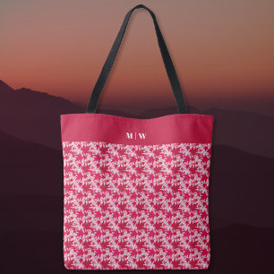 Bolso De Tela Hojas de arce en un fondo rosado