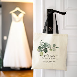 Bolso De Tela Hojas de eucalipto Verde Nupcias Bienvenida