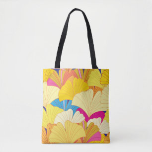 Bolso De Tela Hojas de gingko amarillas, patrón sin costuras.