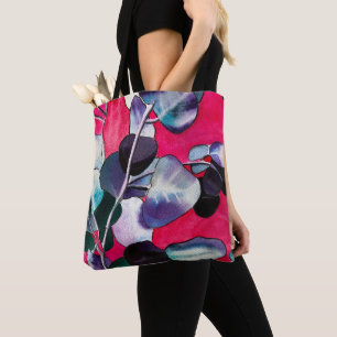Bolso De Tela Hojas de goma Eucalyptus acuarela arte