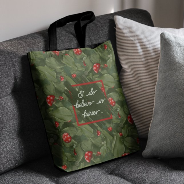 Bolso De Tela Hojas de hadas mágicas y toadstools rojos (Subido por el creador)