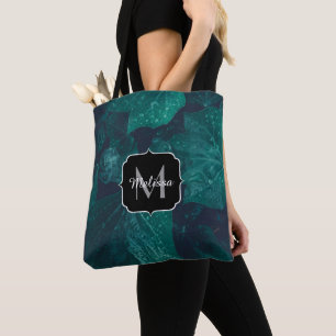 Bolso De Tela Hojas de hiedra verde esmeralda oscuro Monograma