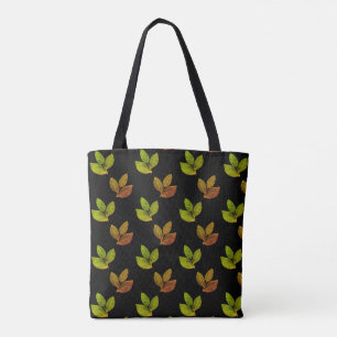 Bolso De Tela Hojas de laurel elegantes y hermosas sobre negro