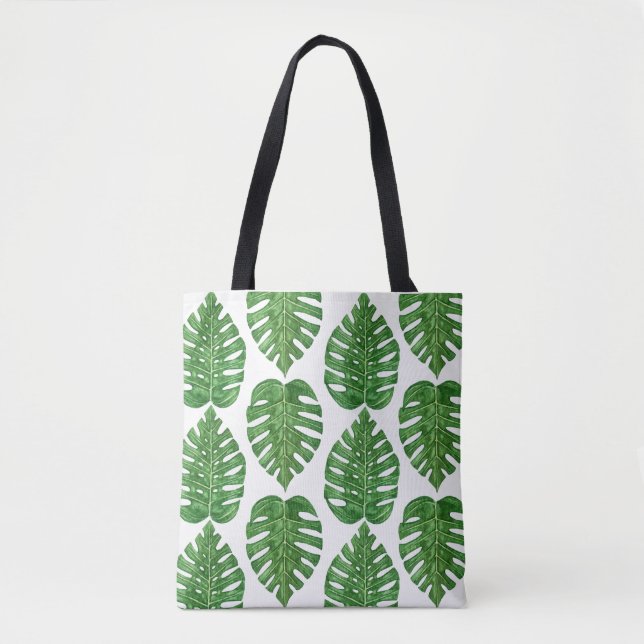 Bolso De Tela Hojas de Monstera de la acuarela (Anverso)