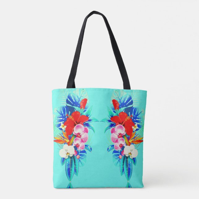 Bolso De Tela Hojas de monstera de palma orquídea tropical Hawai (Reverso)