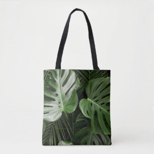 Bolso De Tela Hojas de Monstera, diseño tropical de lujo.