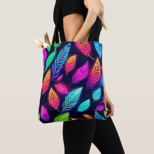 Bolso De Tela Hojas de neón en arte de brillo vibrante