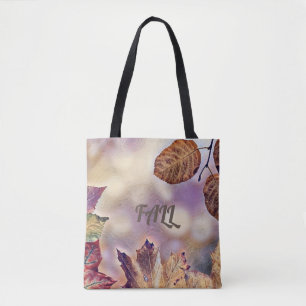 Bolso De Tela Hojas de otoño coloridas con acuarela de color