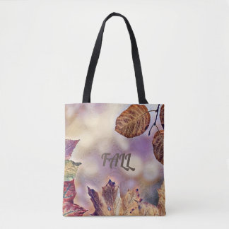 Bolso De Tela Hojas de otoño coloridas con acuarela de color