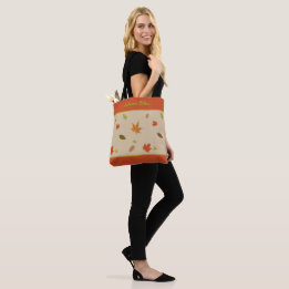 Bolso De Tela Hojas de otoño coloridas con texto personalizado