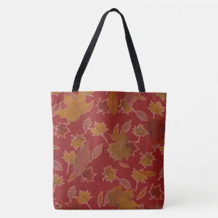 Bolso De Tela Hojas de otoño de oro en color de encargo rojo