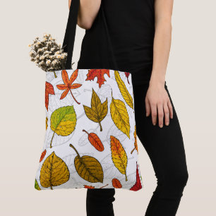 Bolso De Tela Hojas de otoño en blanco