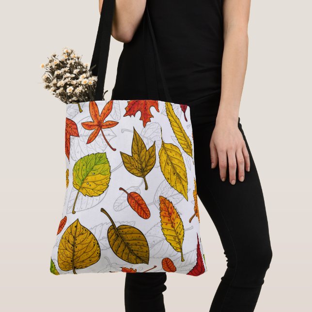 Bolso De Tela Hojas de otoño en blanco (Detalle)