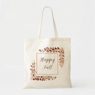 Bolso De Tela Hojas de otoño enmarcan con texto personalizable