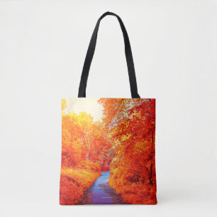 Bolso De Tela Hojas de otoño naranjas y amarillas sobresaturadas