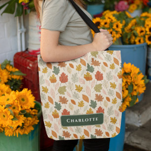 Bolso De Tela Hojas de otoño personalizadas personalizadas - Nom