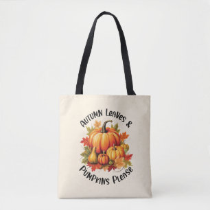 Bolso De Tela Hojas de otoño y calabazas por favor