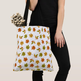 BOLSO DE TELA HOJAS DE OTOTÑO NARANJA VERDE DORADO