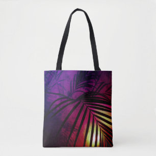 Bolso De Tela Hojas de palma atardecer moderno tropical